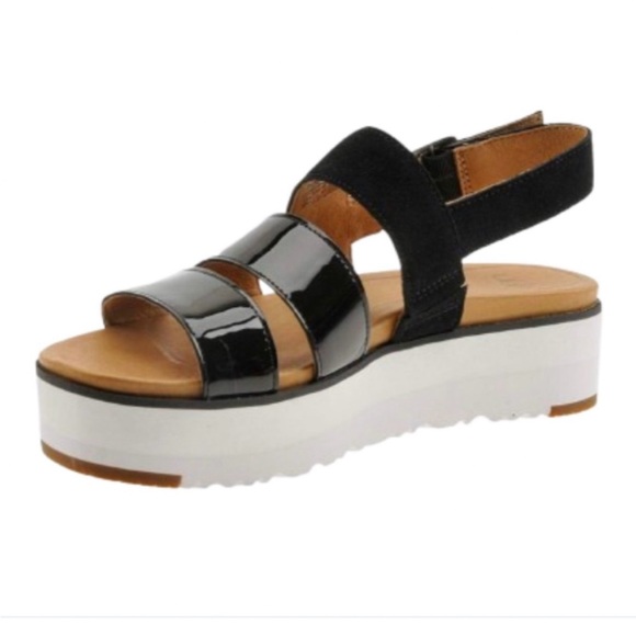 UGG Braelynn Platform Sandal Black White Size 7 - Picture 2 of 8